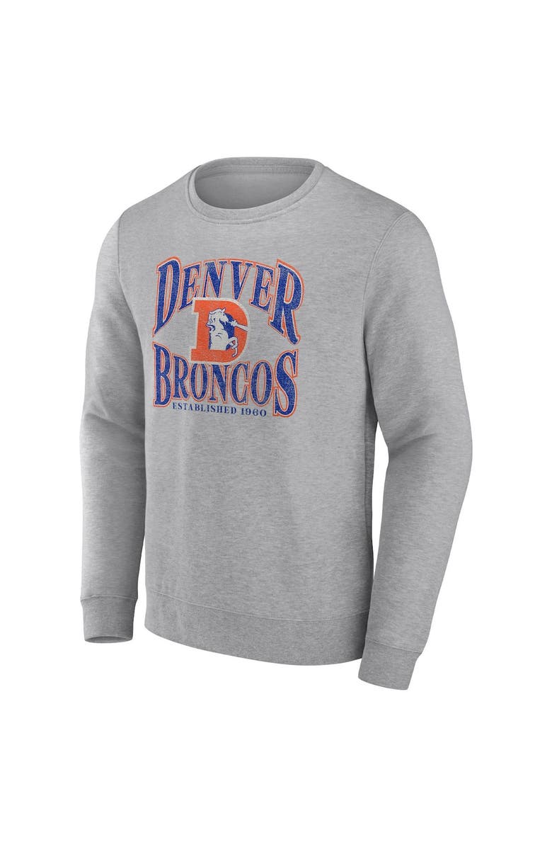 FANATICS Men's Fanatics Branded Heathered Charcoal Denver Broncos Playability Pullover Sweatshirt, Alternate, color, Heather Gray