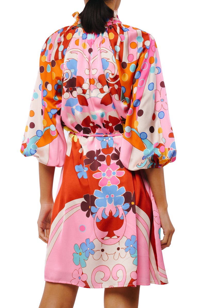 CIEBON Drea Floral Tie Waist Minidress, Alternate, color, Pink Multi