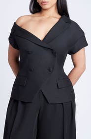 ELOQUII Asym Neckline Short Sleeve Blazer