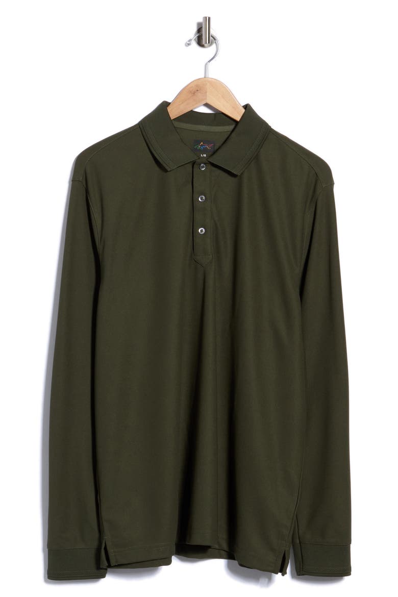 Long Sleeve Polo, Main, color, FOREST NIGHT