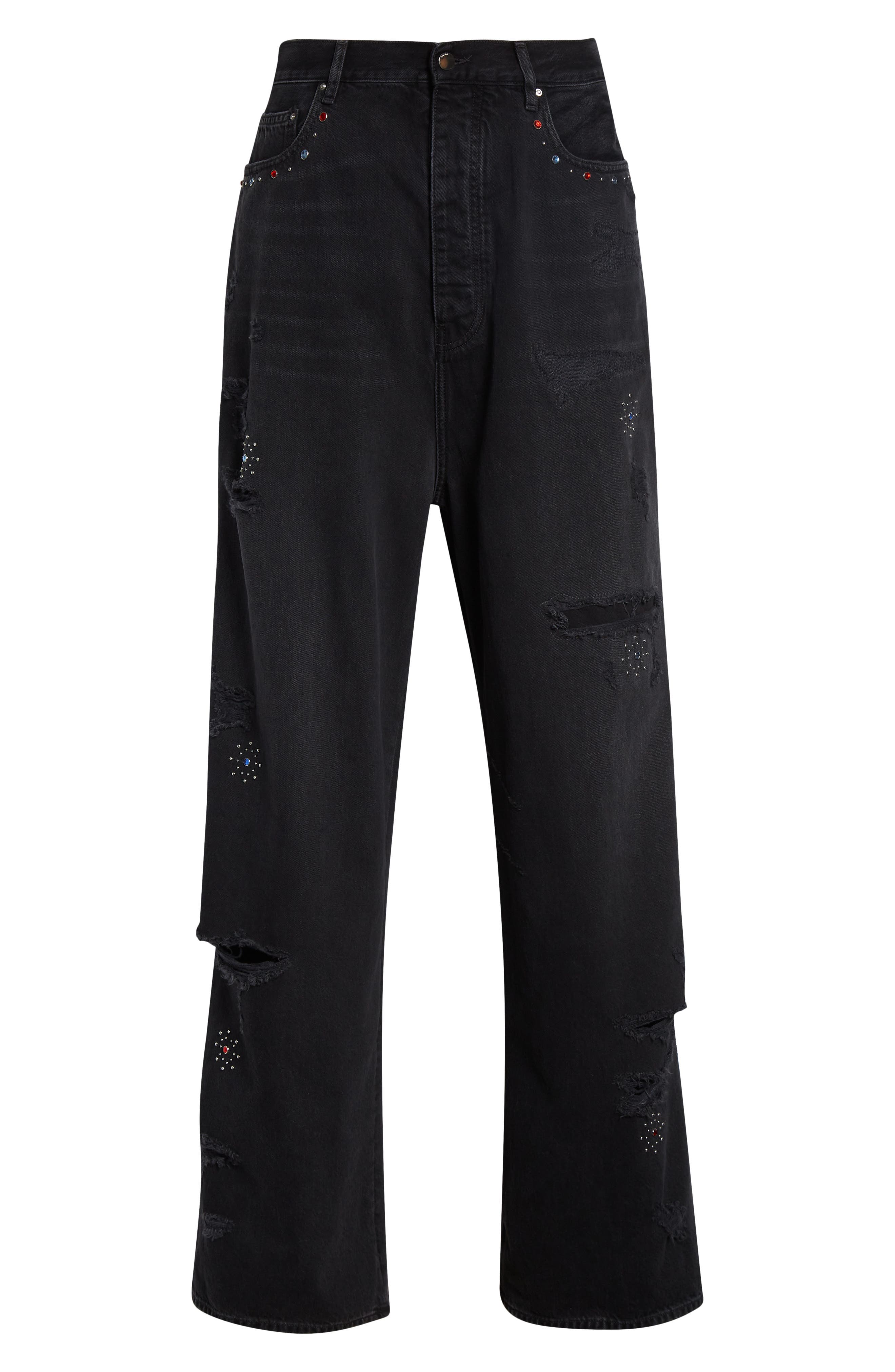 AMIRI Bones Studded Rip & Repair Baggy Jeans — фото 5