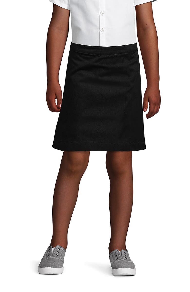 Lands' End School Uniform Girls Slim Blend Chino Skort Above Knee, Main, color, Black