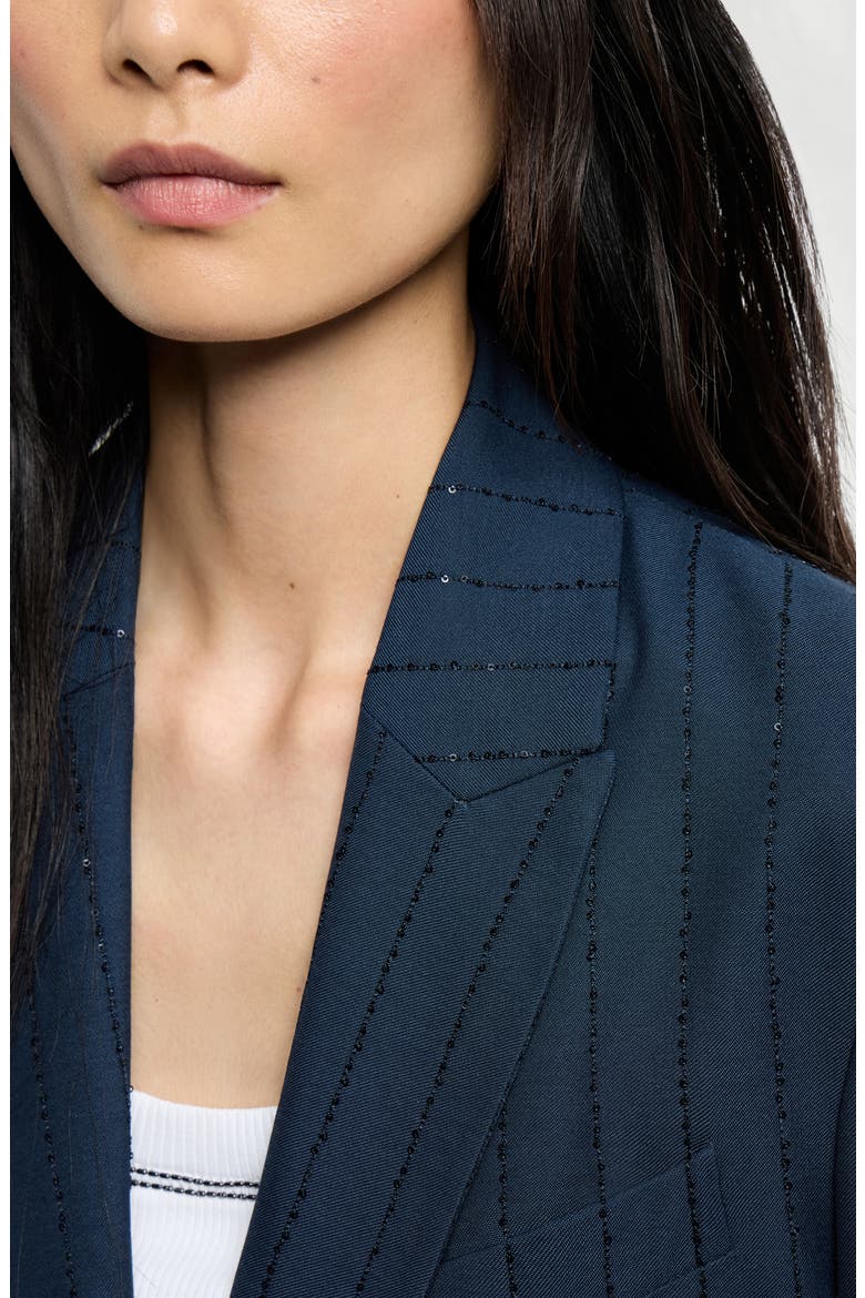Dazzling chalk stripe blazer, Alternate, color, Blue