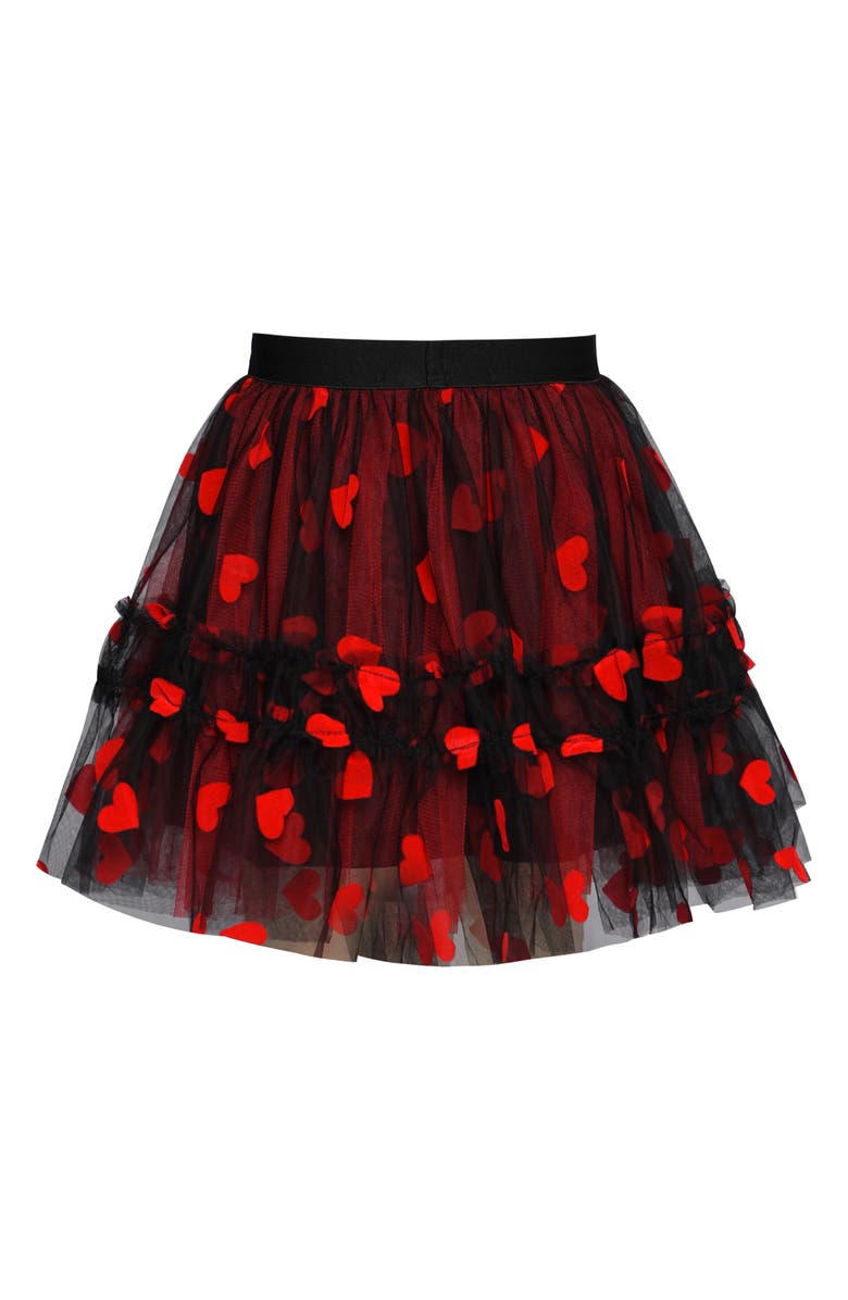 Truly Me Kids' Heart Tutu Skirt, Alternate, color, Black Red Heart