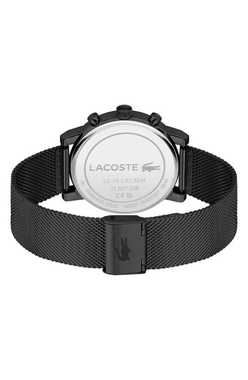 Lacoste Men's Replay Ionic Plated Black Stainless Steel Mesh Bracelet Watch, 44mm In Black
