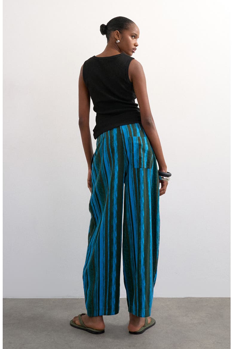 Stripe Linen Blend Barrel Pants, Alternate, color, MBLUE