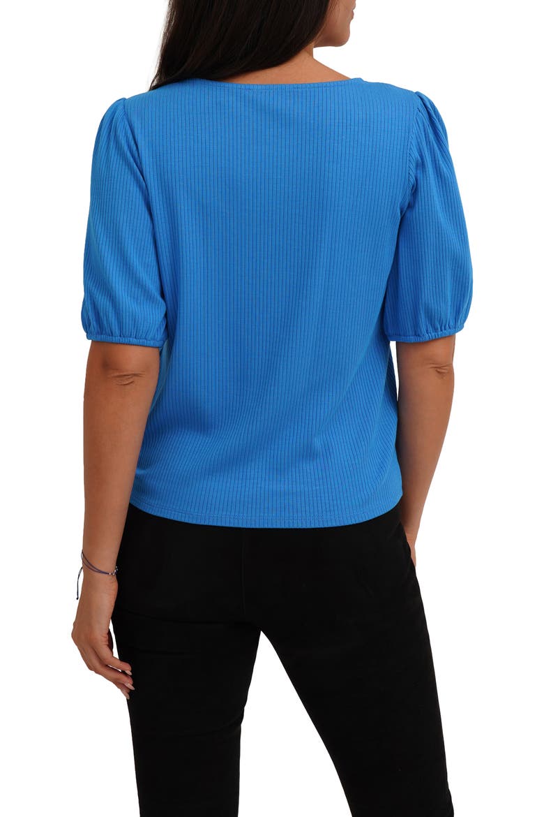 Bow Tie Front Short Sleeve Top, Alternate, color, BRILLIANT BLUE