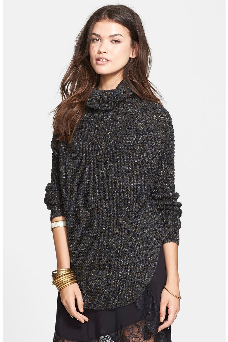 Turtleneck Pullover, Main, color, CHARCOAL COMBO