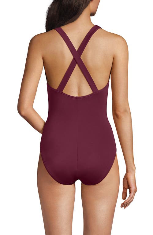 Lands' End Chlorine Resistant Scoop Neck X-back One Piece Swimsuit In Burgundy