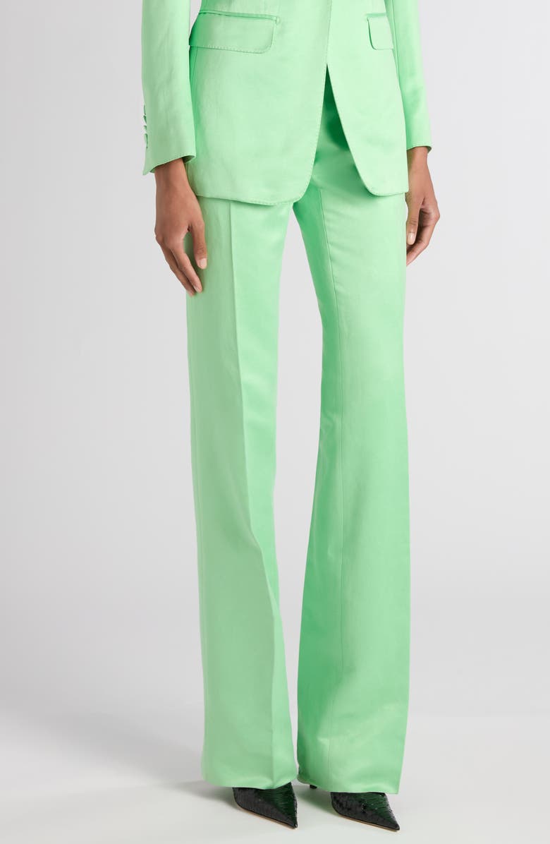 TOM FORD Washed Duchesse Satin Trousers, Alternate, color, Summer Green