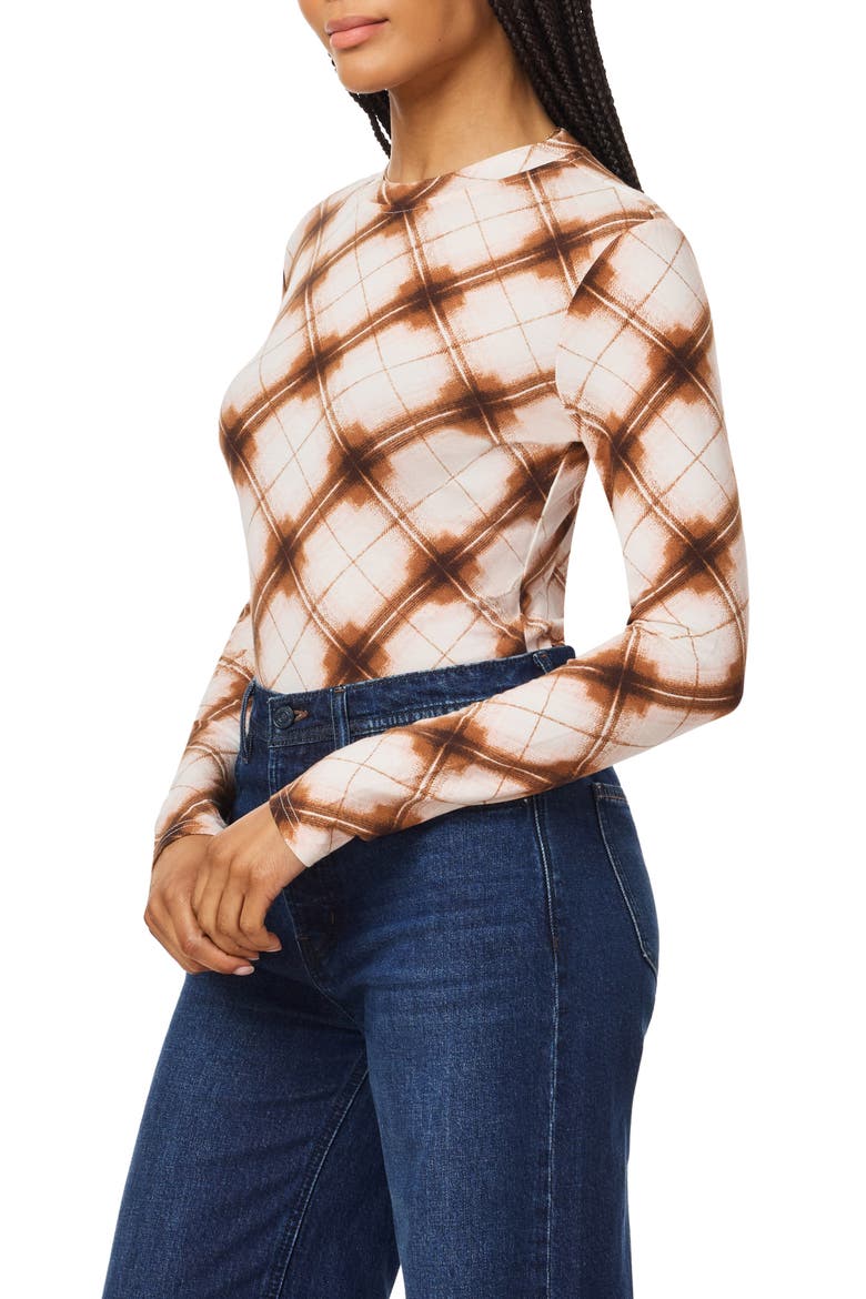 Print Long Sleeve T-Shirt, Alternate, color, ANTIQUE WHITE PLAID