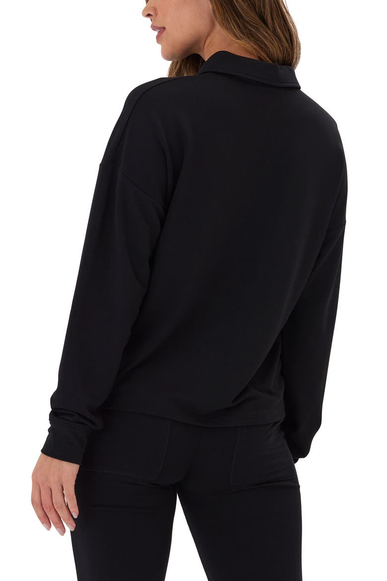 Eleanor Long Sleeve Terry Polo, Alternate, color, BLACK