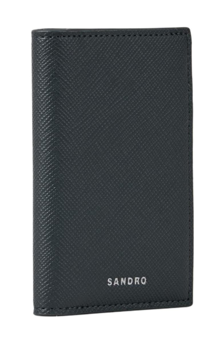 SANDRO Reconstituted leather leather wallet, Alternate, color, Steel
