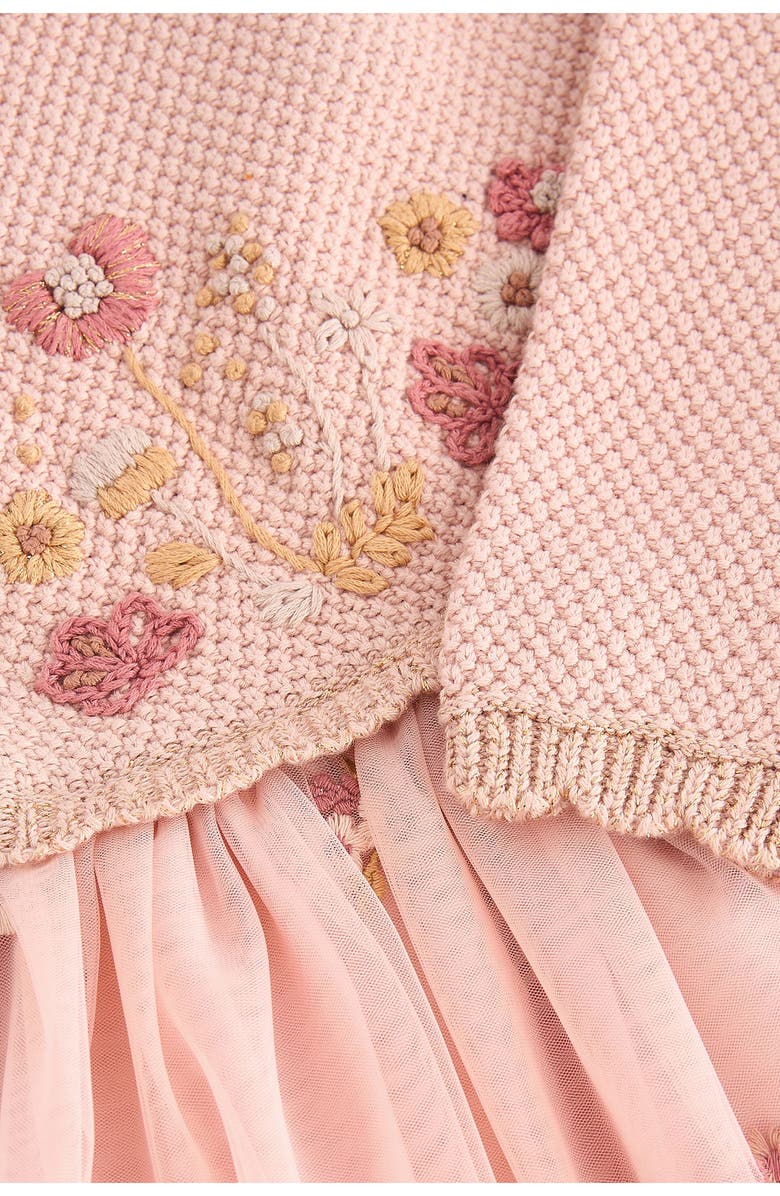 NEXT Kids' Mixed Media Long Sleeve Dress, Alternate, color, 