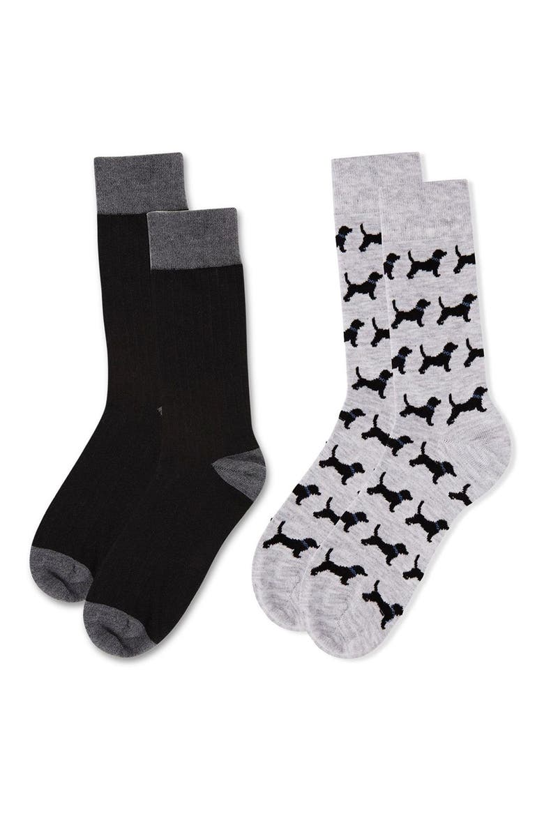 Assorted 2-Pack Crew Socks, Alternate, color, BLACK-BLACK