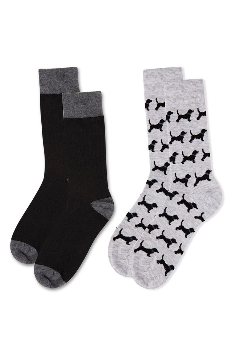 MeMoi Assorted 2-Pack Crew Socks, Alternate, color, Black-Black