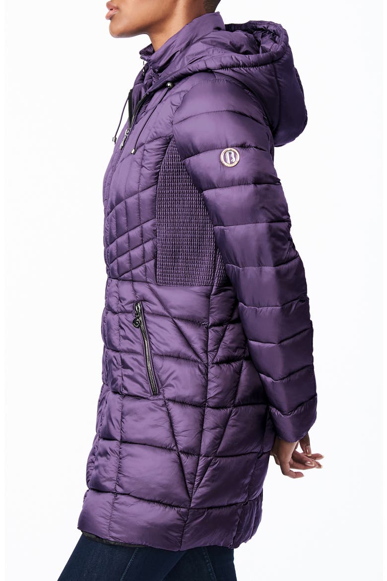 Packable Hooded Fill Coat with Contrast Inset Bib, Alternate, color, BLACK CURRANT