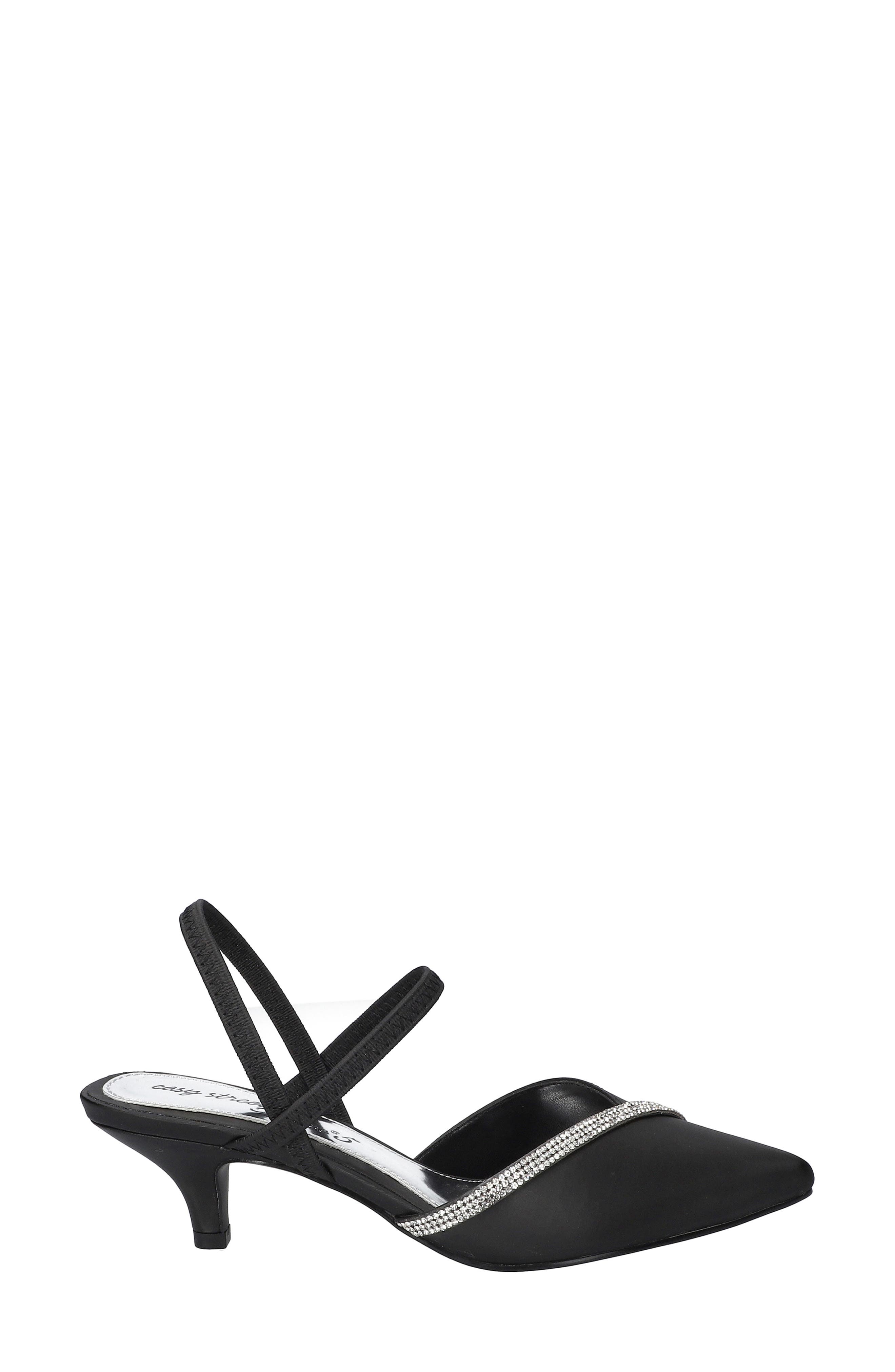 EASY STREET Unna Kitten Heel Pump, Alternate, color, Black Satin With Stones