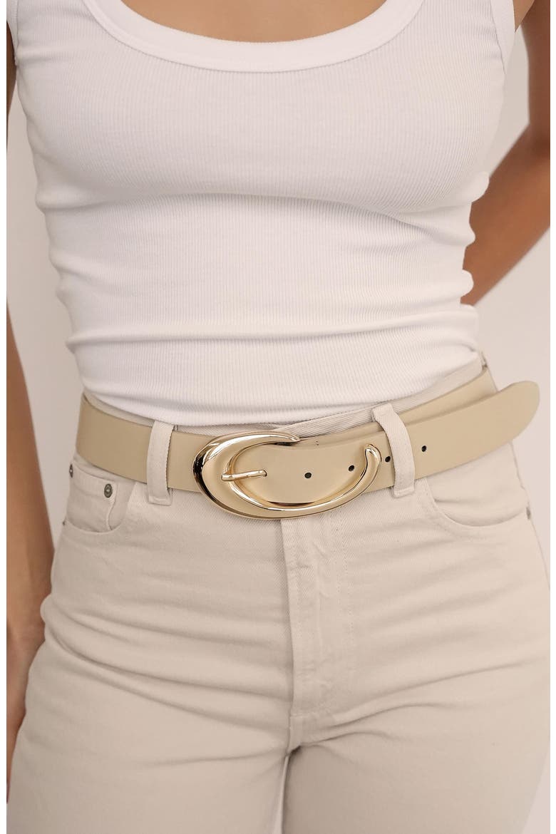 Sculpted Flow Leather Belt, Alternate, color, IVORY