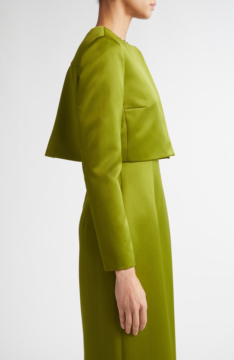 Emilia Wickstead Haydee Pleated Crop Satin Jacket, Alternate, color, 