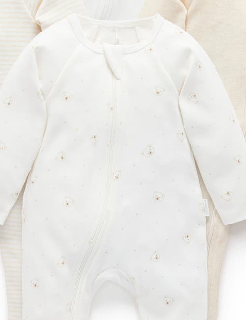Purebaby 4 Pack Zip Footie Unisex In Neutral