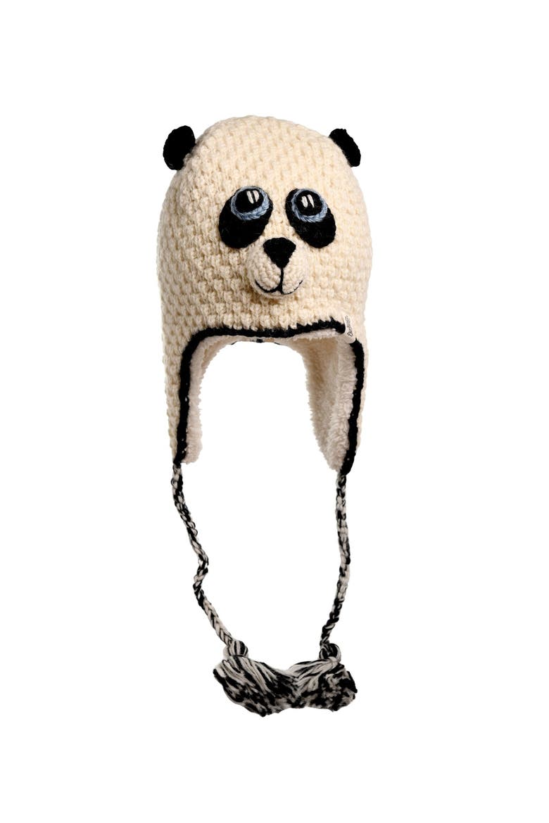 Crochet Panda Hat, Main, color, White combo