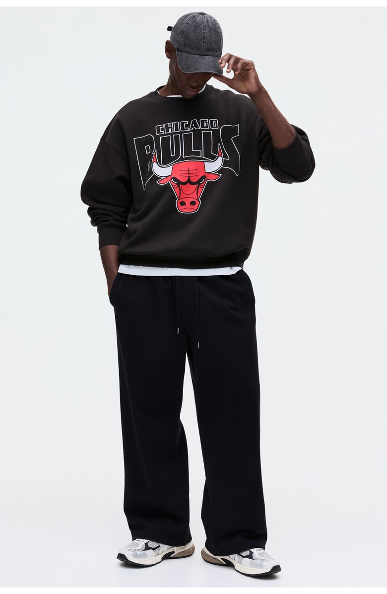 H&M Oversized printed sweatshirt, Alternate, color, Black/Nba