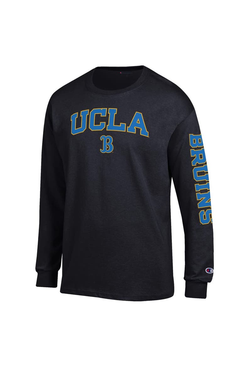 Men's Champion  Black UCLA Bruins Arch Over Logo 2-Hit Long Sleeve T-Shirt, Alternate, color, Black