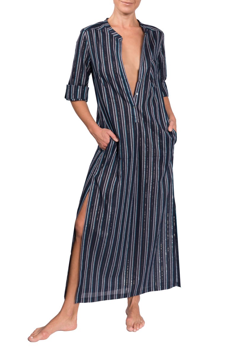 Tracey Cotton Caftan, Main, color, MIDNIGHT STRIPE