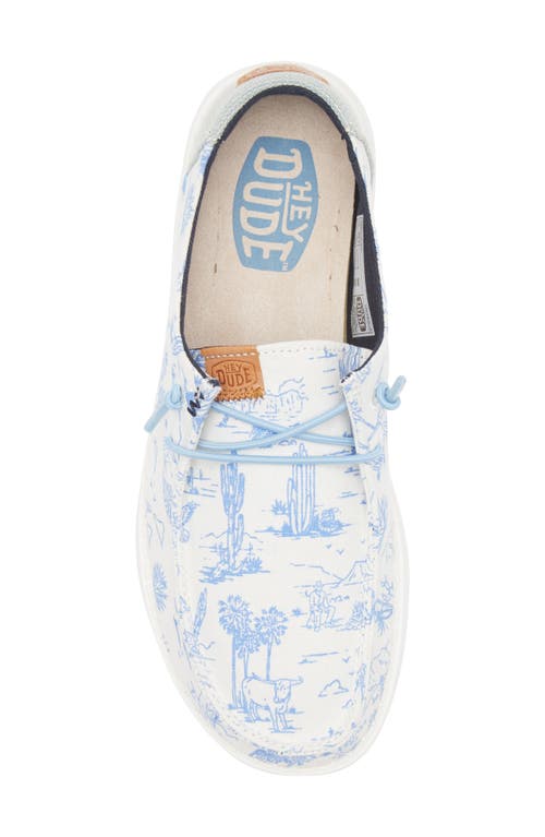 Hey Dude Wendy Desert Slip-on Moc Toe Shoe In Desert Cream/blue