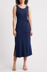 Loveappella Side Tie Sleeveless Midi Dress