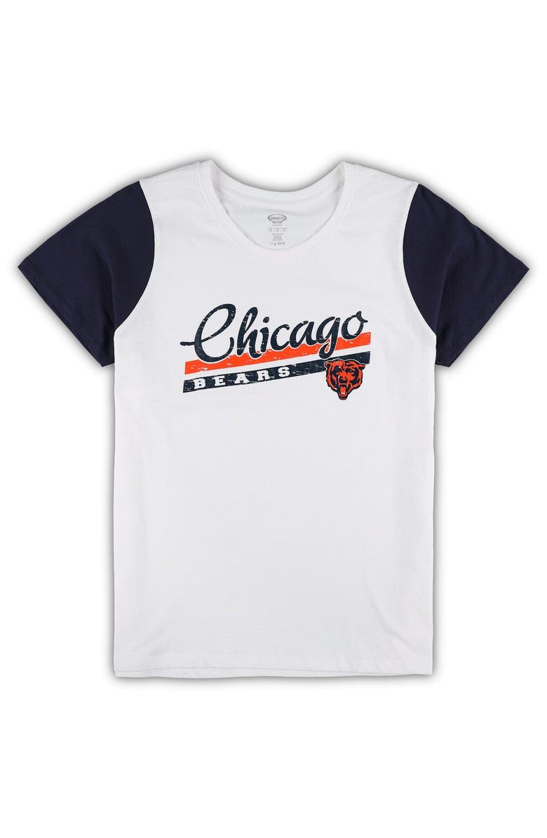CONCEPTS SPORT Women's Concepts Sport White/Navy Chicago Bears Plus Size Downfield T-Shirt & Shorts Sleep Set, Alternate, color, 