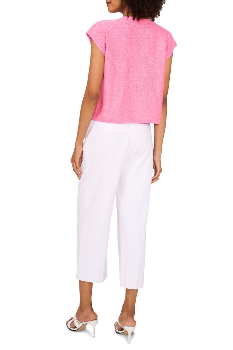 Sequin Accent Short Sleeve Sweater, Alternate, color, BLOOM SHINE