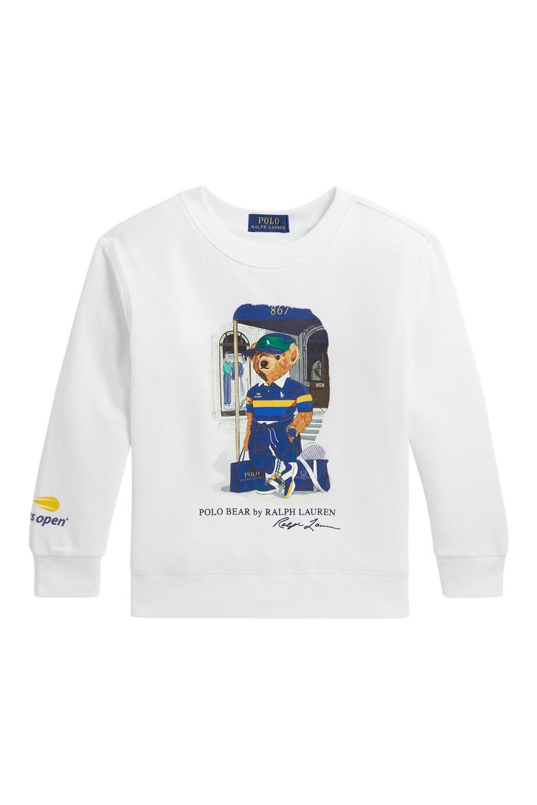 Kids' US Open Polo Bear Crewneck Sweatshirt, Main, color, WHITE