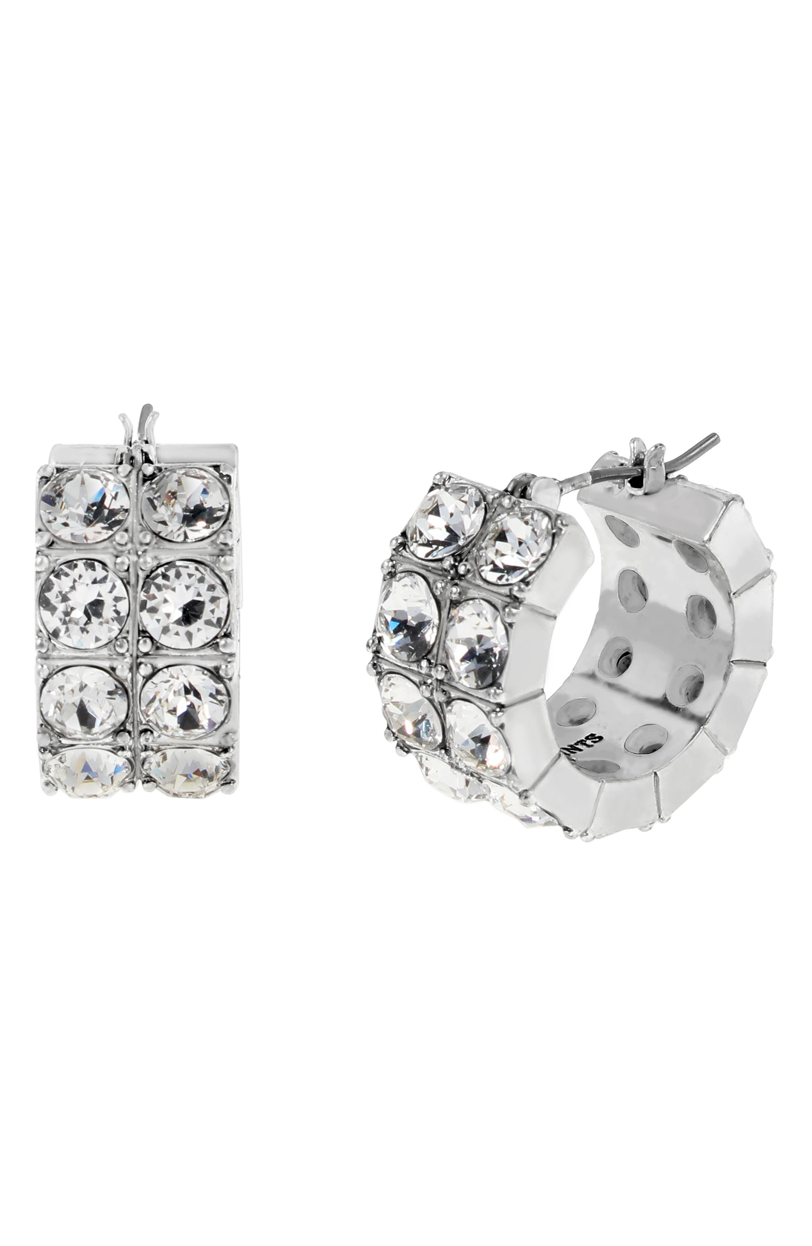 AllSaints Double Crystal Hoop Earrings