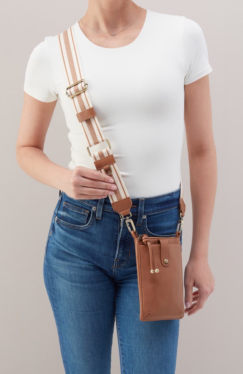 HOBO Cass Leather Phone Crossbody Bag, Alternate, color, Brown Sugar