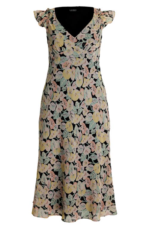 Ralph Lauren Lauren Floral Flutter Sleeve Georgette Midi Dress In Multi