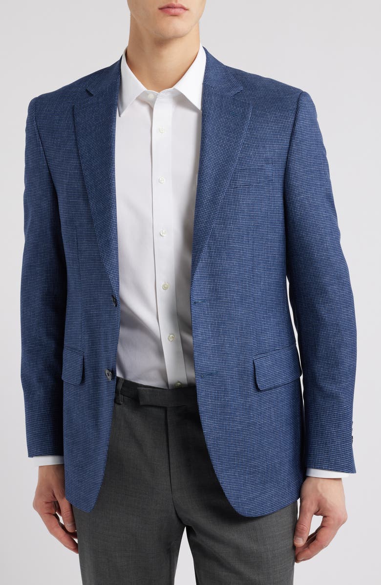 Peter Millar Hyperlight Soft Micro Houndstooth Wool & Silk Blend Sport Coat, Main, color, 
