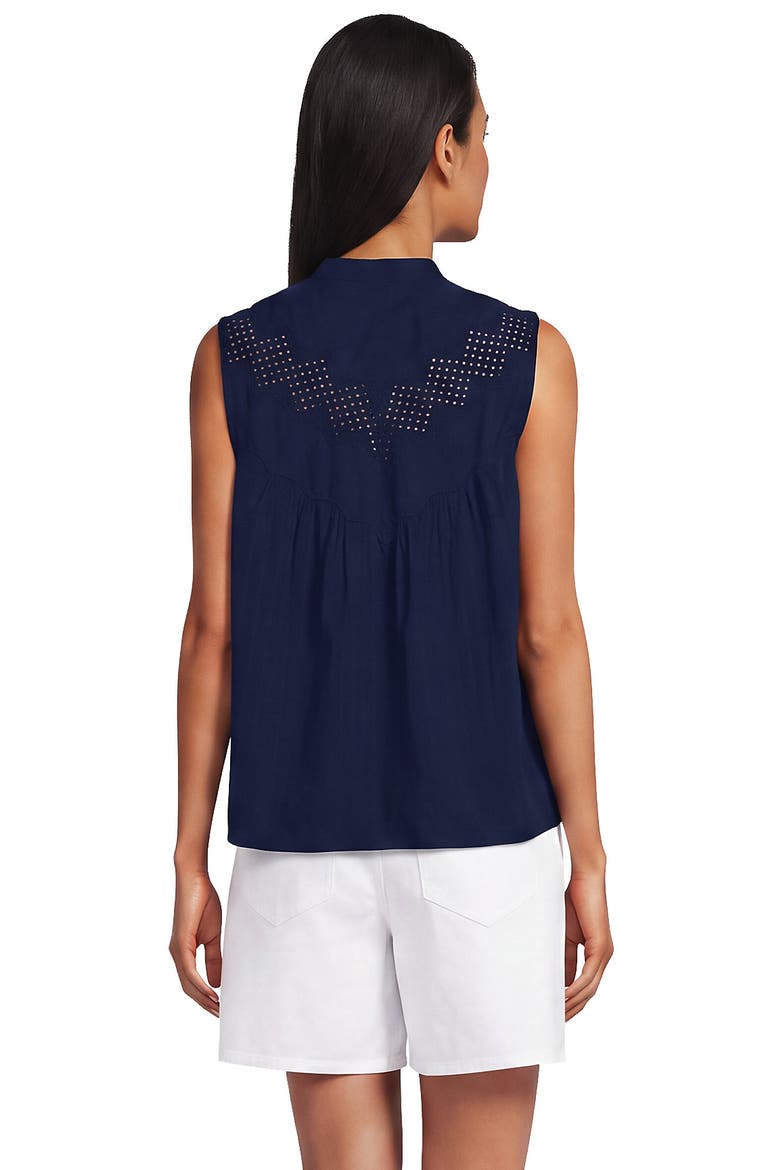 Sleeveless Eyelet Pullover Top, Alternate, color, Deep Sea Navy