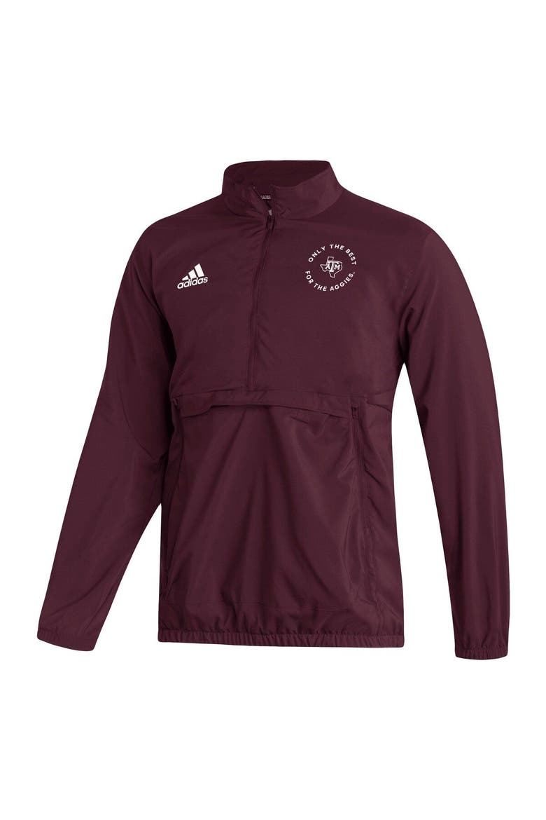 Men's adidas Maroon Texas A&M Aggies AEROREADY Half-Zip Jacket, Alternate, color, Maroon