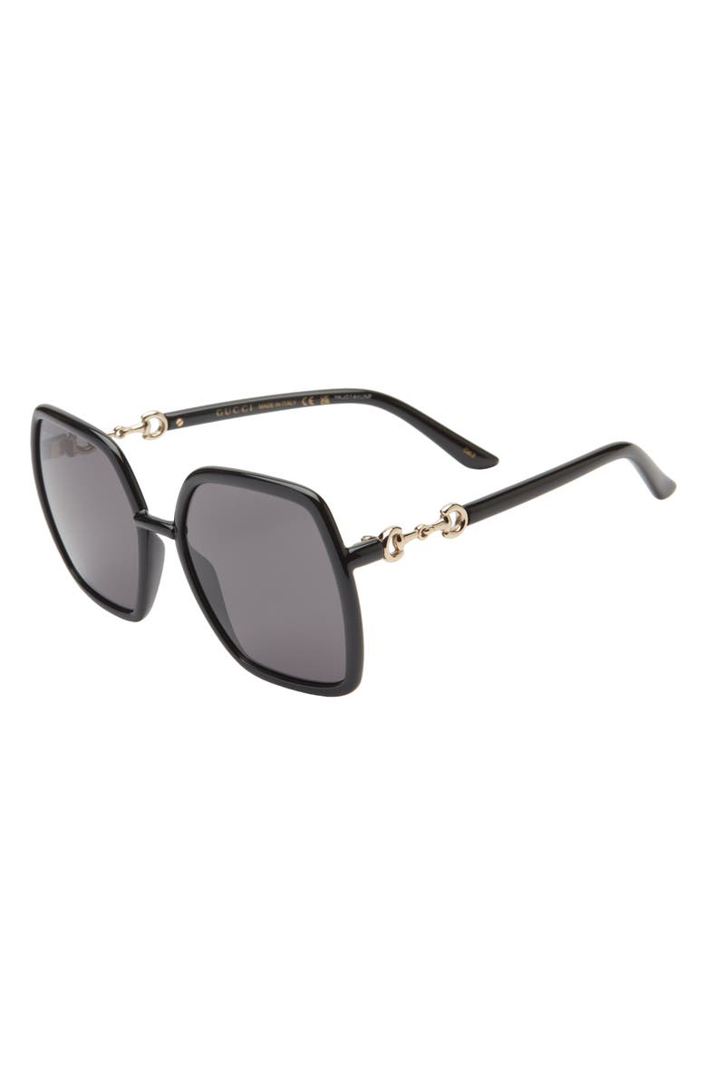 Gucci 55mm Square Sunglasses, Alternate, color, Black Black Grey