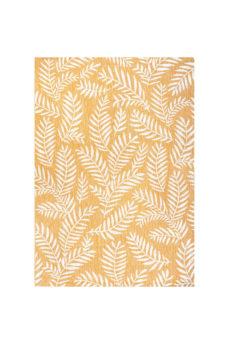 Nevis Palm Frond Indoor/Outdoor Area Rug, Main, color, Yellow/Cream