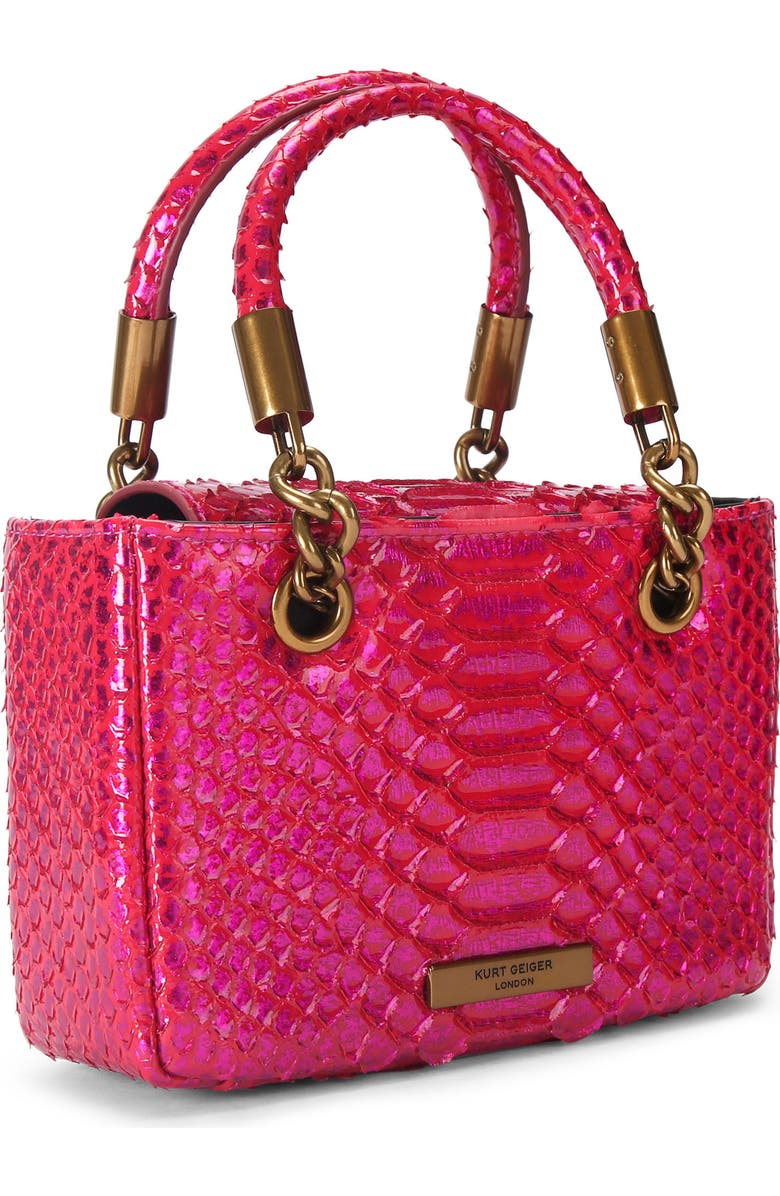 Kurt Geiger London Mini Square Kensington Croc-Embossed Leather Top Handle Bag, Alternate, color, Bright Pink