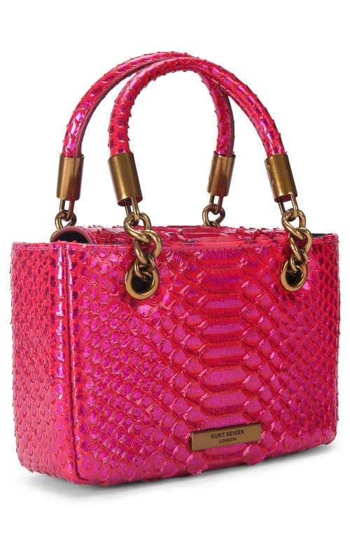 Kurt Geiger London Mini Square Kensington Croc-embossed Leather Top Handle Bag In Pink