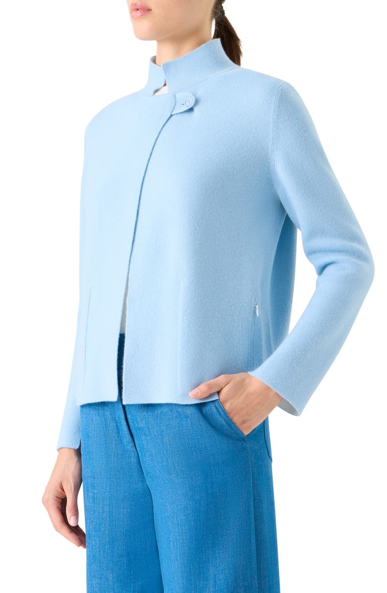 Akris Reversible Cashmere Jacket, Alternate, color, Powder Blue-Ecru