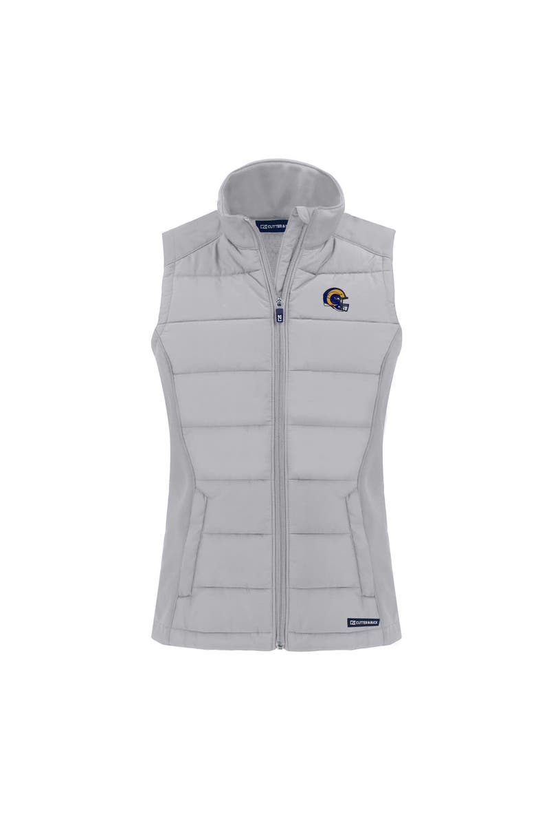 Cutter & Buck Women's Cutter & Buck  Gray Los Angeles Rams Helmet Evoke Hybrid Eco Softshell Recycled Full-Zip Vest, Alternate, color, 