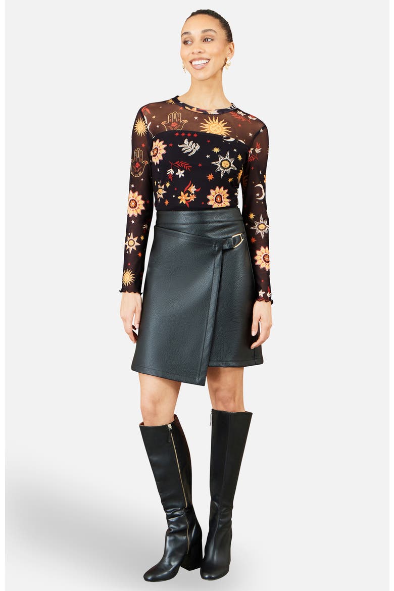 Cosmic Mesh Long-Sleeve Top, Alternate, color, Black
