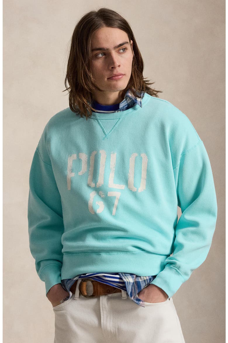 Vintage Fit Fleece Crewneck Sweatshirt, Alternate, color, SOFT AQUA