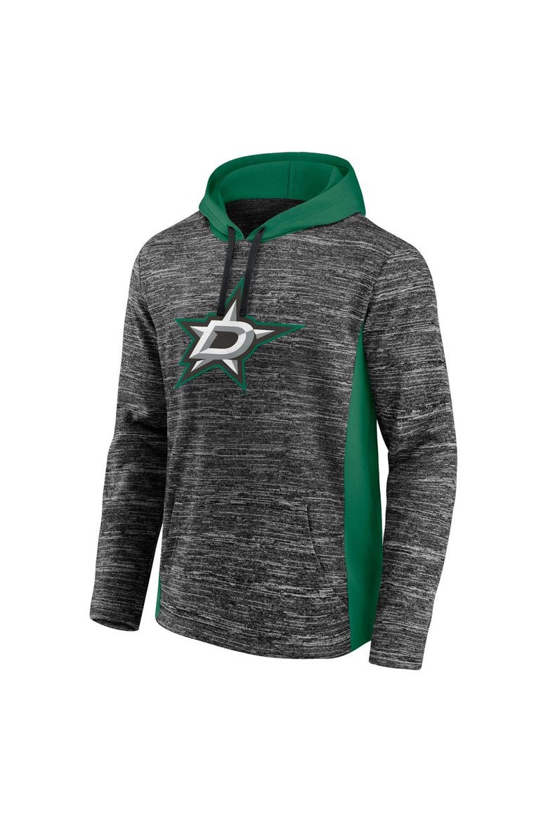 Men's Fanatics Branded Charcoal/Kelly Green Dallas Stars Instant Replay Space-Dye Pullover Hoodie, Alternate, color, Charcoal