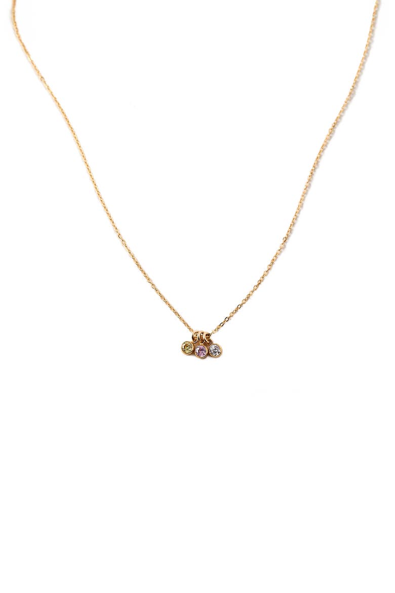 Multi Birthstone Charm Necklace, Main, color, GOLD / 3 CHARMS